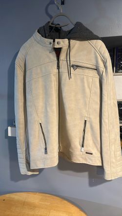 Guess Leather Jacket With Hoody