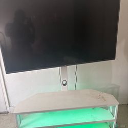 55” LG TV & White TV Stand with Mount and LED Lights