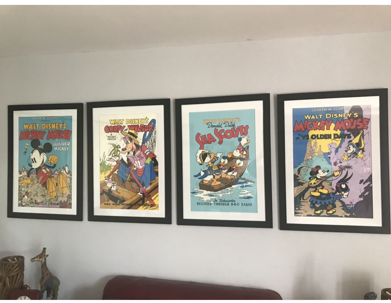 Set Of 4 Disney Serigraph’s Professionally Framed 