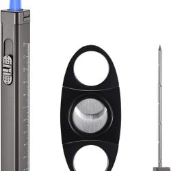 Torch Lighter Set, Jet Flame Torch Lighter Windproof Refillable Butane Lighter Pen Lighter Gift for Men(Butane Not Included)