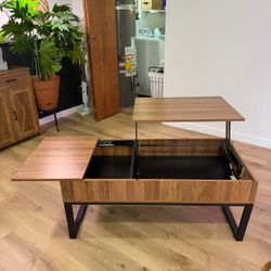 Brown wooden Lift-Top Coffee Table with storage 43 x 22 x 18.5 x 5