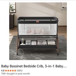 Baby Bassinet Bedside Crib, 3-in-1 Baby
