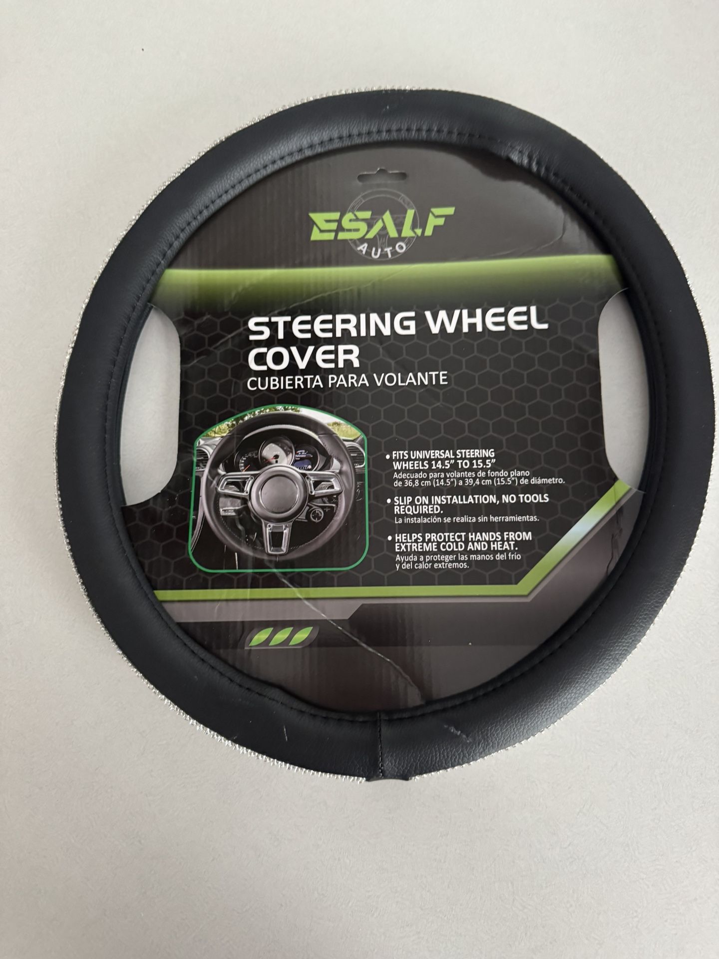 Steering wheel cover with crystal trim