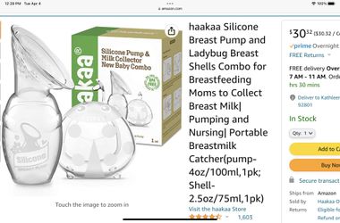 haakaa Silicone Breast Pump and Ladybug Breast Shells Combo for Breastfeeding Moms to Collect Breast Milk| Pumping and Nursing| Portable Breastmilk Ca