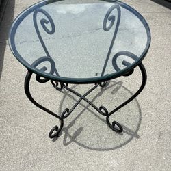 Wrought Iron Coffee and End Table With Glass
