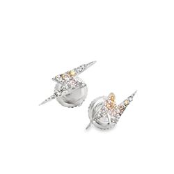 10k White Gold Diamond Earrings with Trilliant Cut 1/6 ctw