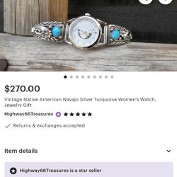 Vintage Turquoise Silver And Gold Watch