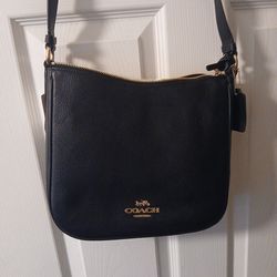 Womens Authentic Black Leather Coach Handbag Purse