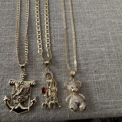 3 Gold Filled Chain With Pendants