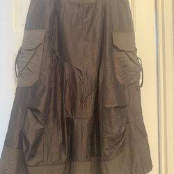 Metallic Green Cargo Skirt