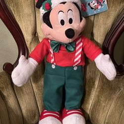 New with Tags GEMMY Disney Christmas Mickey Mouse 23" tall Plush Greeter 