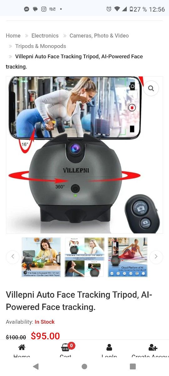 Villepni Auto Face Tracking Tripod, AI-Powered Face tracking