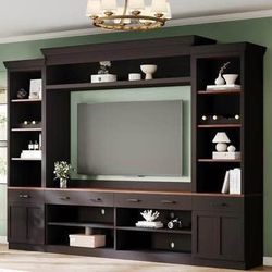 Assembled New Minimalist Entertainment Wall Unit Set Ample Storage Space & Adjustable Shelve TV Stand