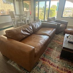 Brown Leather Sofa and Couch