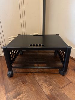 Office Stand Under Desk Black Rolling Stand with Bottom Shelf