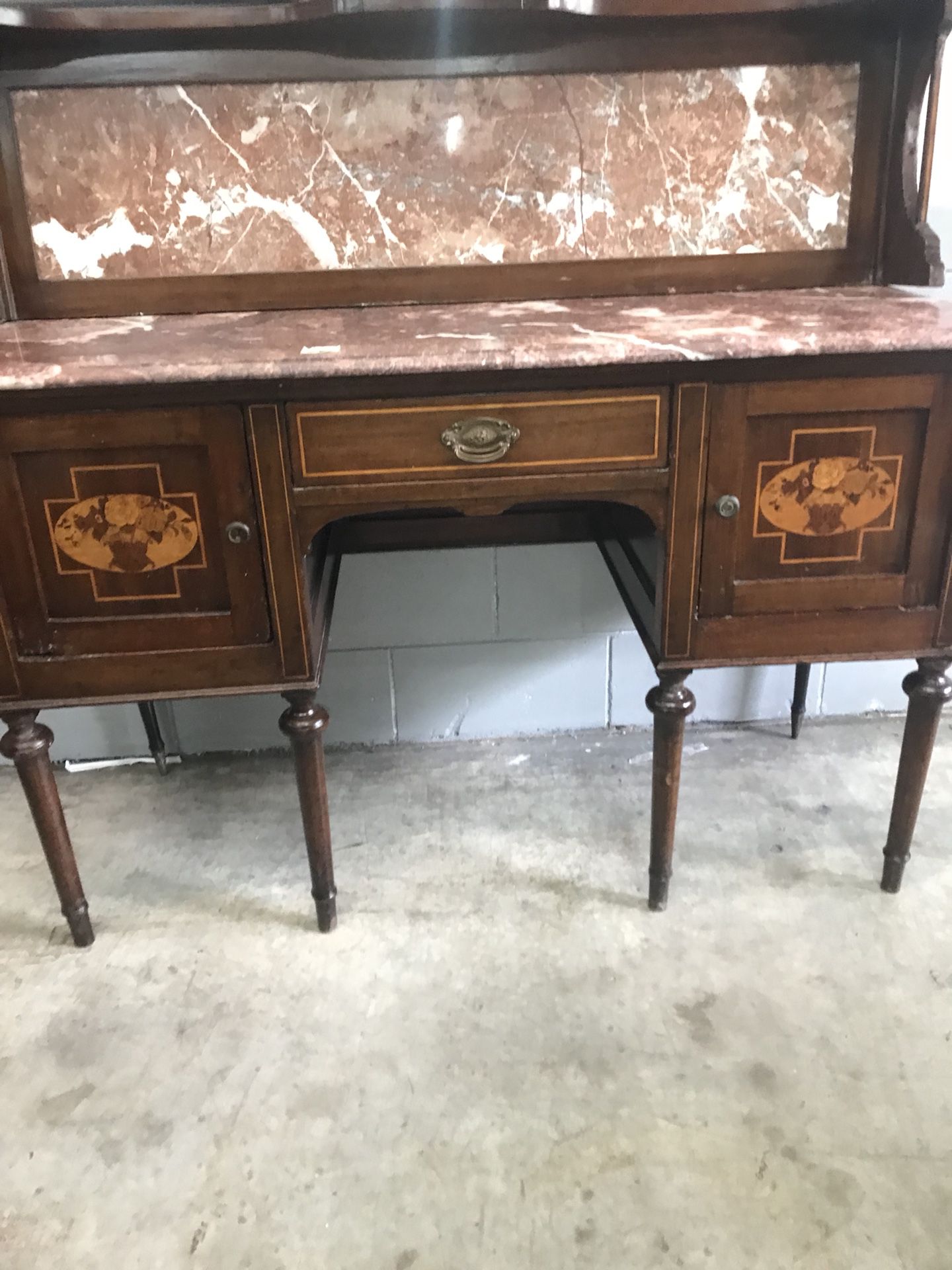 ok, Sideboard buffet or dresser, it's a beautiful antique piece, badge with gold trimming, could use a little TLC, if you want a custom paint job gi
