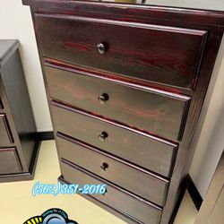 Beautiful Cherry 5drawer Chest Pinewood 🚚🪵