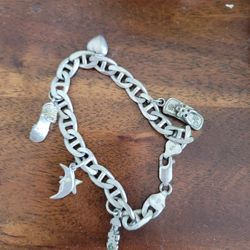 925 Italian Silver Bracelet With 5 Charms
