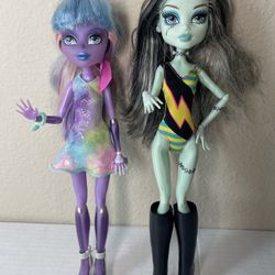Lot Of 2 : Monster High River Styxx & Frankie Stein Gloom Beach Doll