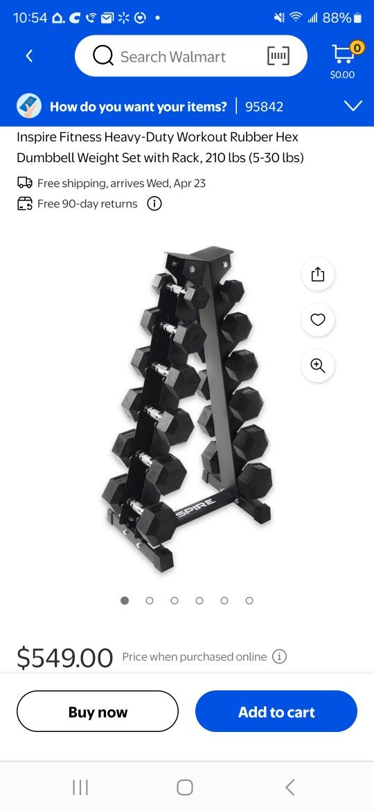 Inspire Fitness Workout Rubber Dumbbells