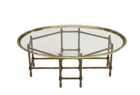 Baker Tortoise She’ll Lacquered Oval Glass Tray Coffee Table Vintage