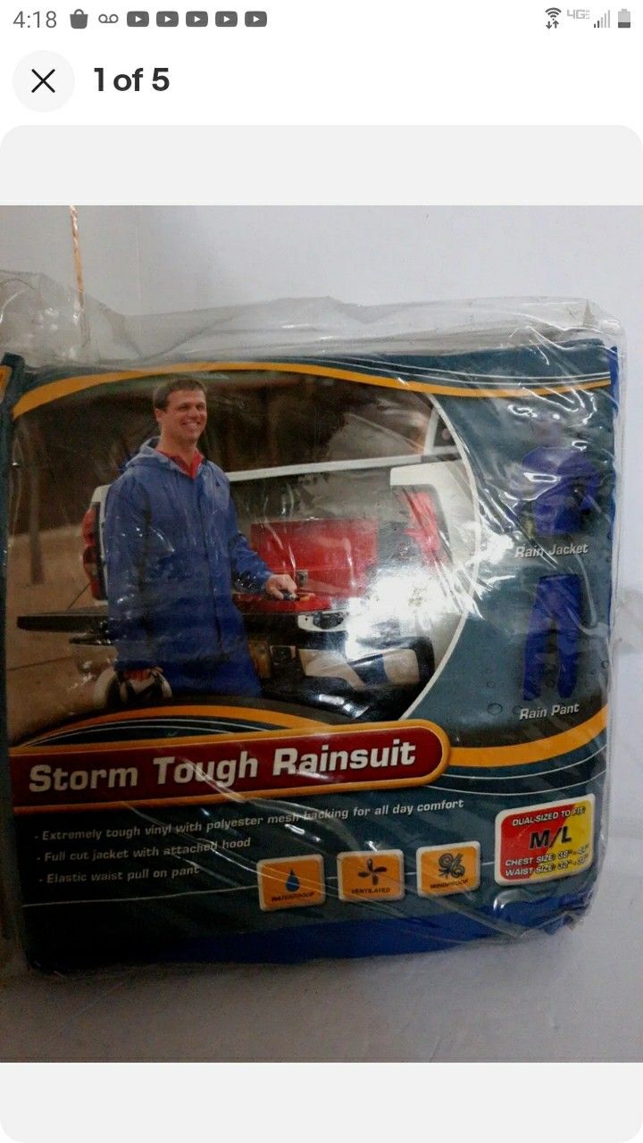 NEW MENS WATERPROOF RAIN SUIT M-L