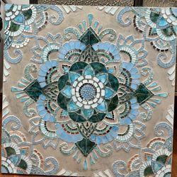 Handcrafted square mosaic artwork 