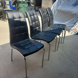 4 Faux Leather Chairs