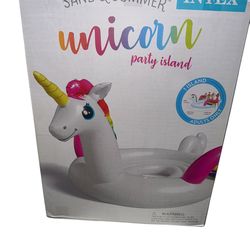 Intex 57296EP Sand & Summer Unicorn Party Island Huge Inflatable for Pool Beach Lake 14’ x 10’