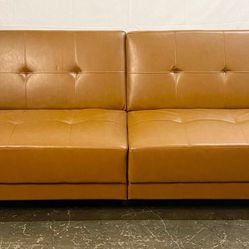Sofa/Couch/Sleeper,  in Camel Faux Leather *Free Delivery*