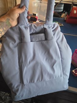 Blue puffy bag