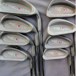 PING EYE 2 KARSTEN Red Dot Set 8 clubs 3-6 8-9 S W, Steel RIGHT (Good condition) PICK UP IN CORNELIUS