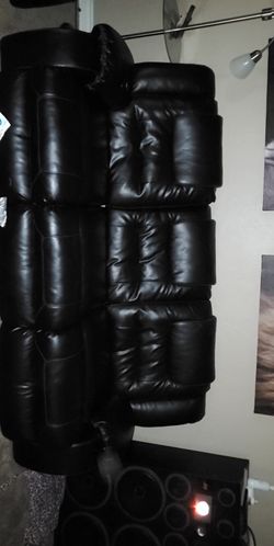 Black leather sofas!