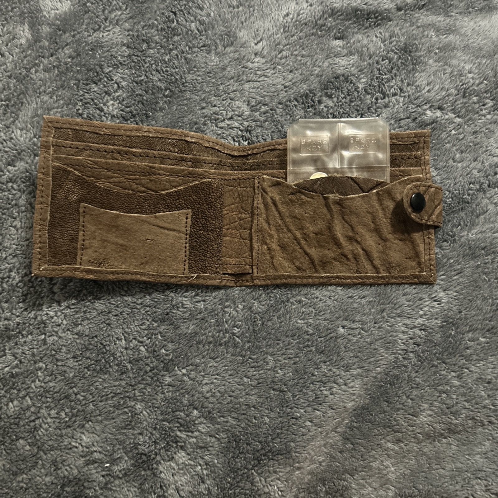 Mens Leather Button Wallet Key Holder