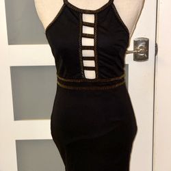 Guess black figure-hugging slim-fit dress, sleeveless with cutout front, size XS