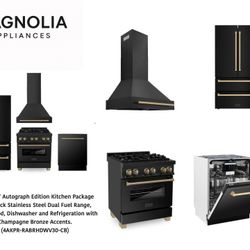 ZLINE 30” Autograph Kitchen Appliance Package – Black Stainless / Champagne Bronze