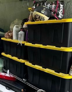 Large Black and Yellow Storage Totes Set