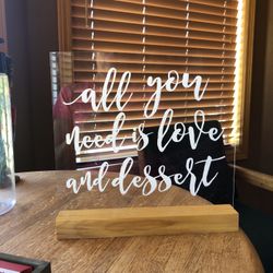 Clear Wedding Dessert Table Sign