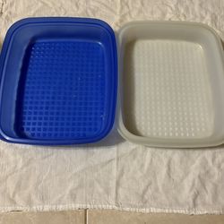 Vintage Blue Tupperware "Season N Serve" Meat Marinade Container 1518 w/ Lid USA