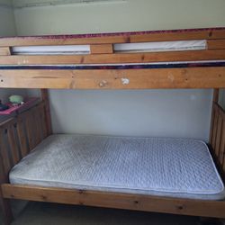 solid wooden bunkbed/twin beds