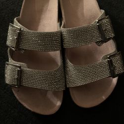 Silver Rhinestone Clog, Size 6