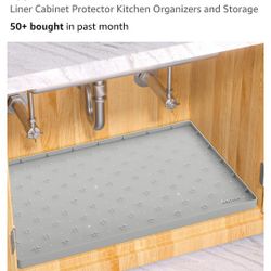 Sdpeia Under Sink Mat for [22" x 19"] Cabinet, Upgraded Silicone Waterproof Mat Kitchen Cabinet Liner Cabinet Protector Kitchen Organizers and Storage