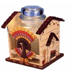 NWT Vintage Kathy Hatch Thanksgiving Fall Candle Holder Cottage Country Core