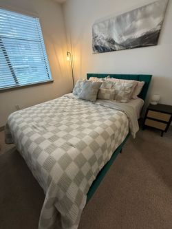 Queen sized bed and Green frame