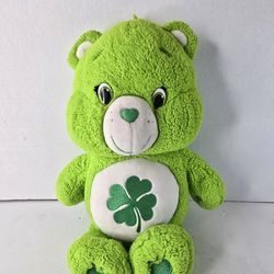 Care Bears Green Good Luck Four Leaf Clover Bear Plush 2014 Irish Plush 14"