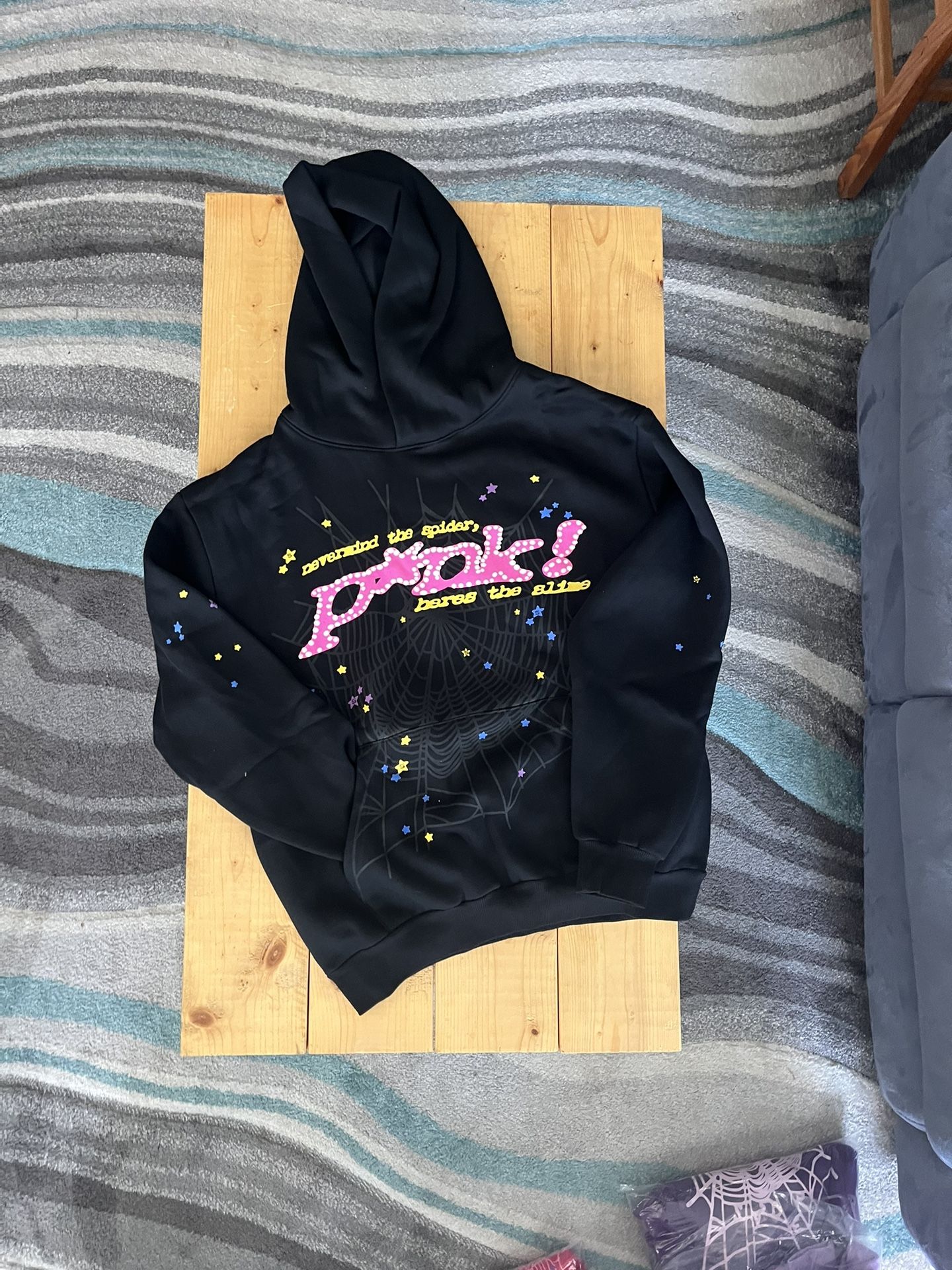 Sp5der Pink & Black Hoodie - Authentic - 90$