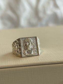 Silver 925 Nugget Jesus Ring size 11