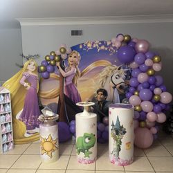Rapunzel Backdrop, Cylinder Covers And Cut Out Imagine For $150