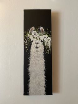 Llama wall art, canvas with black background