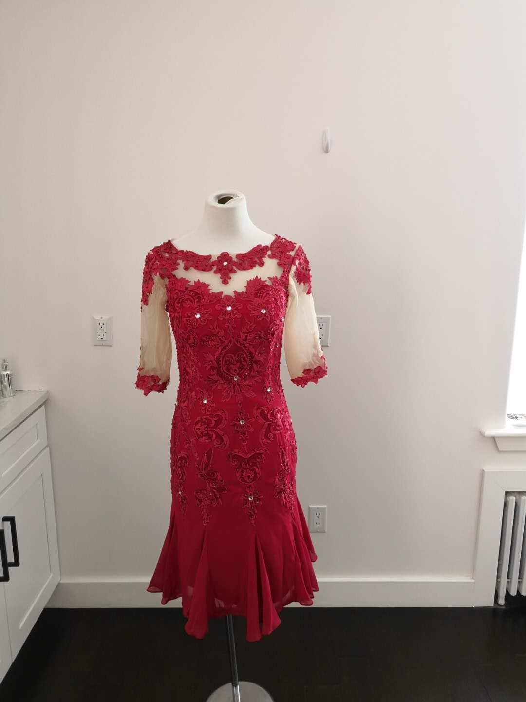 New Sz12 Red Short Lace Formal Mother Of the Bride